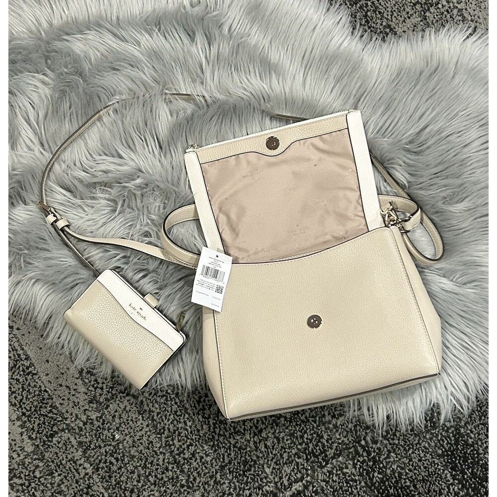 Kate Spade Leather Leila Medium Flap Shoulder Bag‎ Tote W Wallet Combo